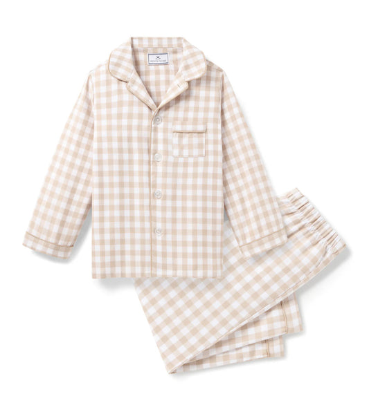 Petite Plume Camel Gingham Twill Children's Pajama Set