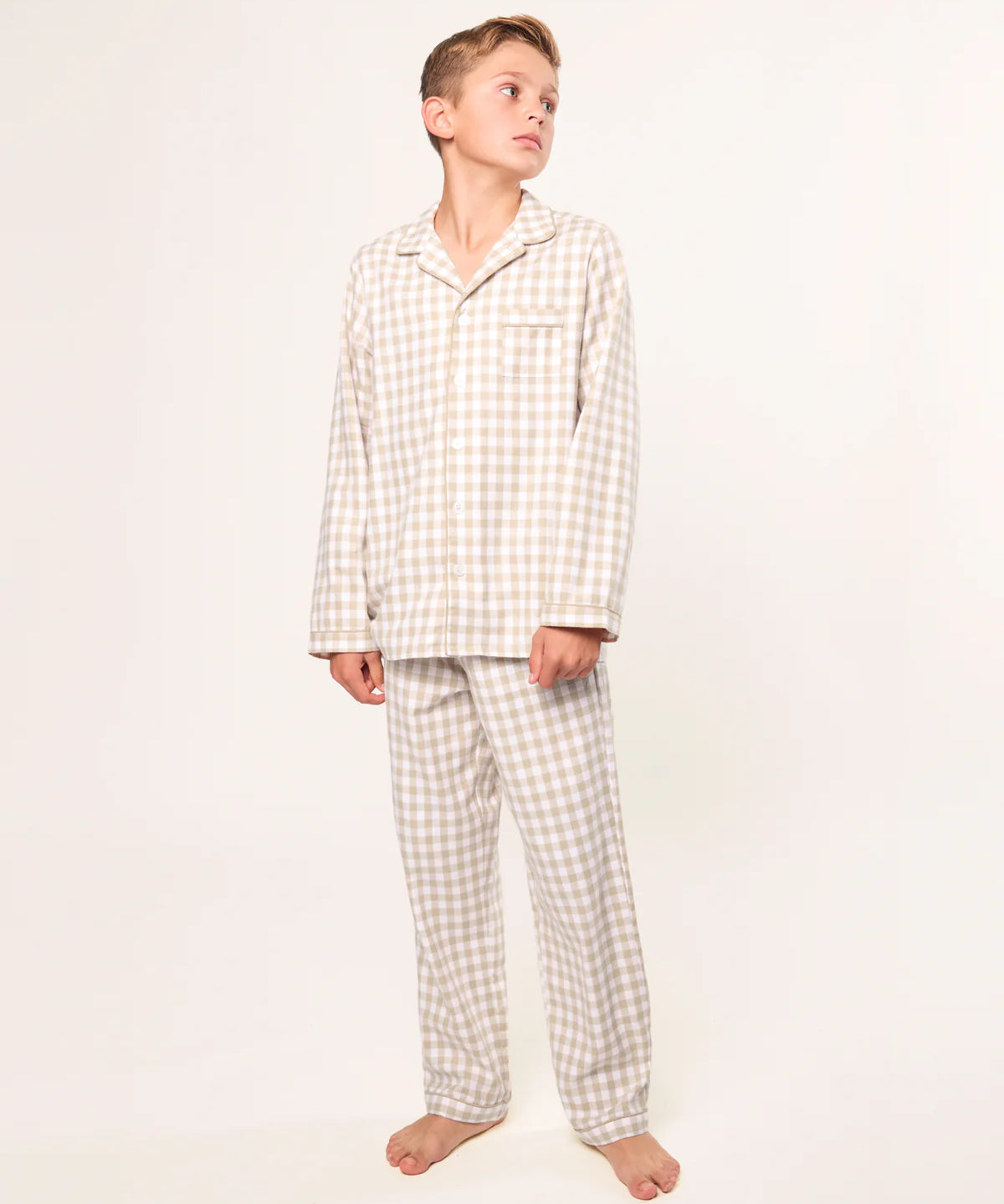 Petite Plume Camel Gingham Twill Children's Pajama Set
