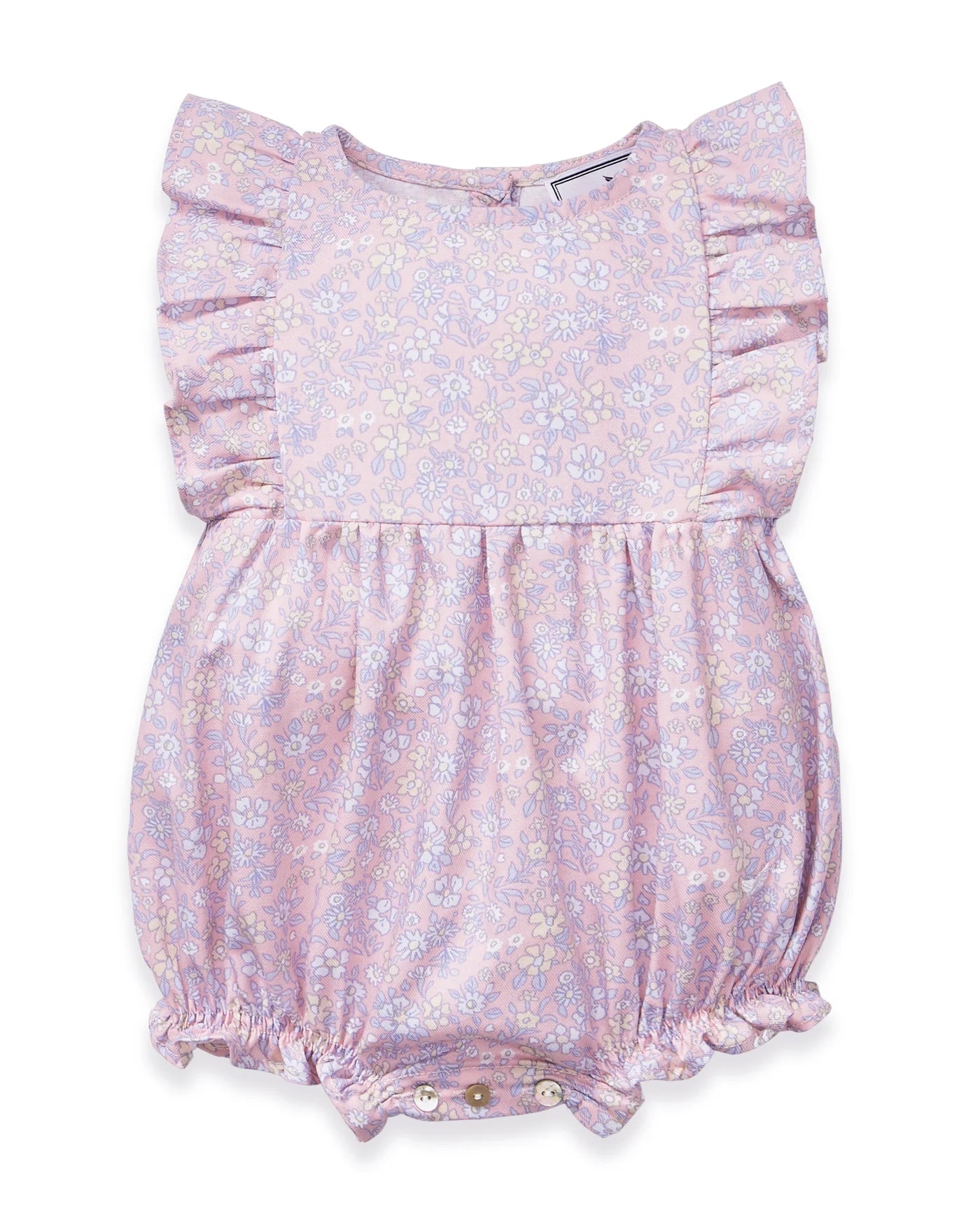 Petite Plume Fleur Blush Twill Ruffled Romper