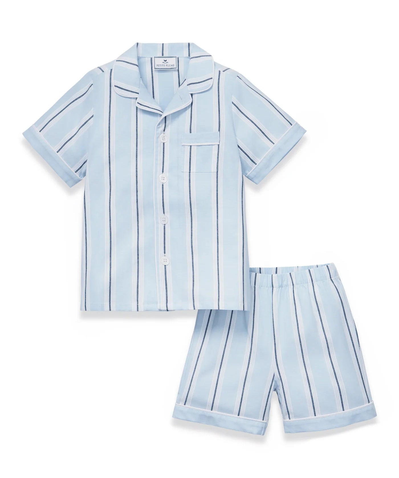 Petite Plume Coastal Stripe Twill Short Set Pajamas