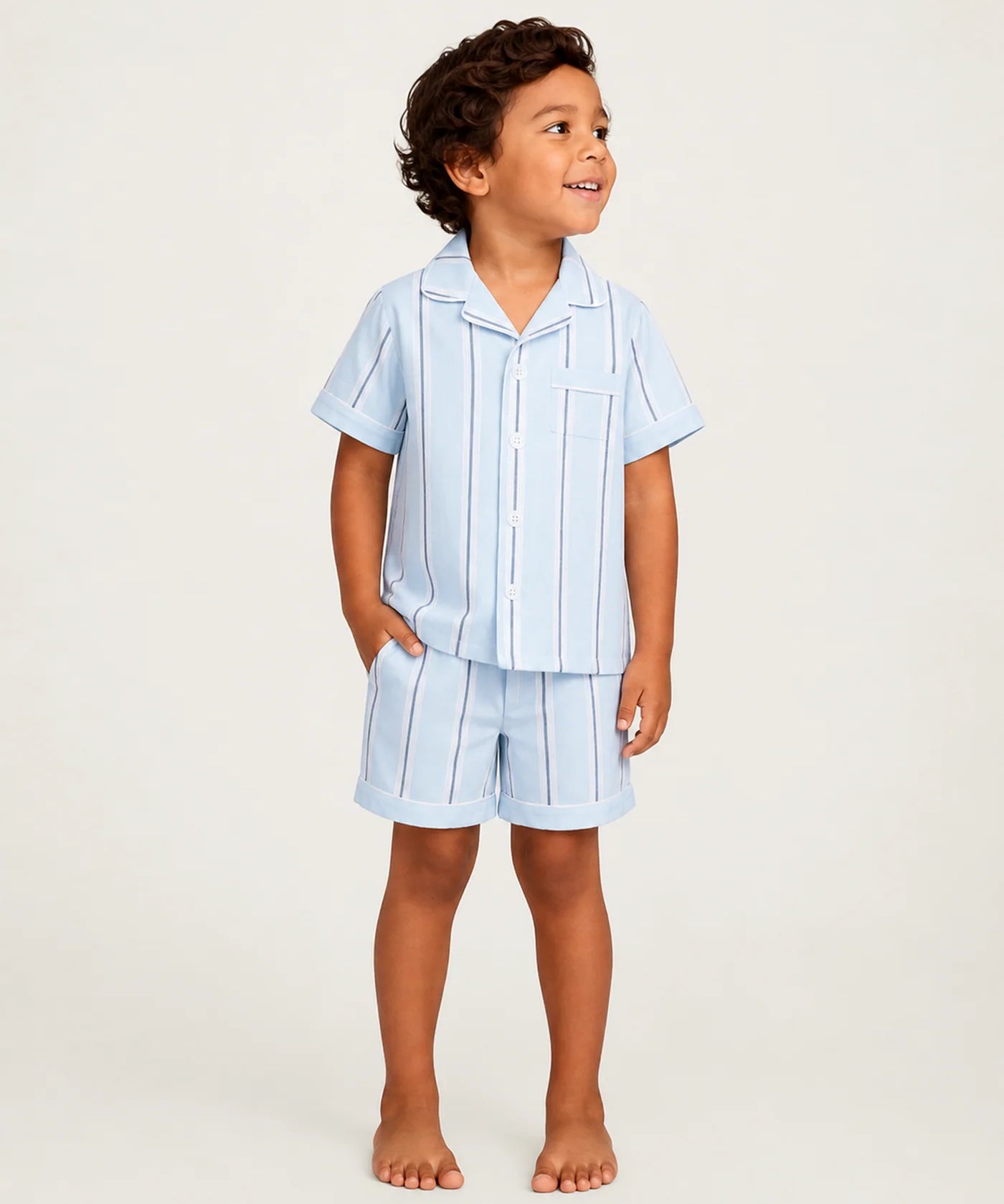 Coastal Stripe Twill Short Set Pajamas