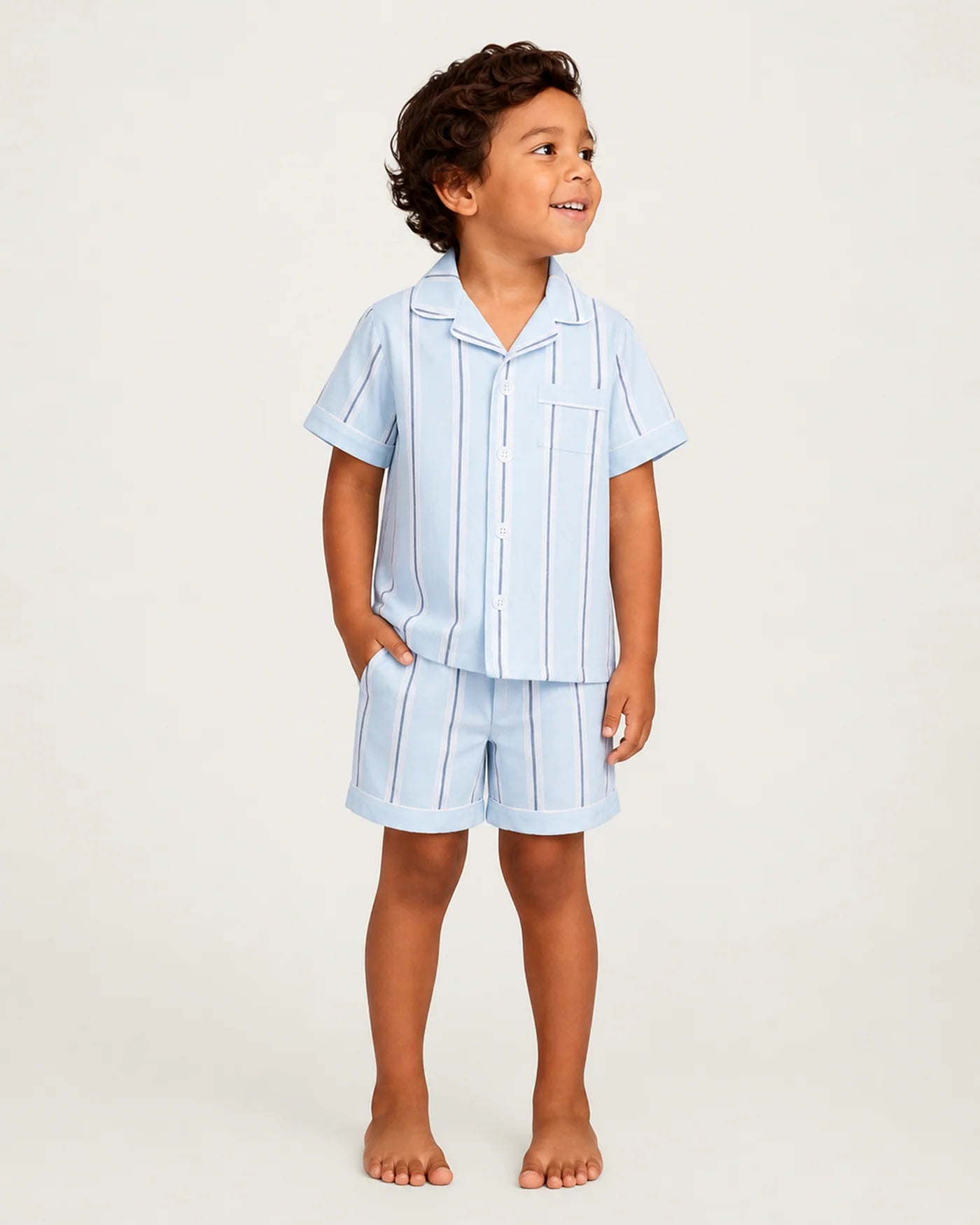 Coastal Stripe Twill Short Set Pajamas