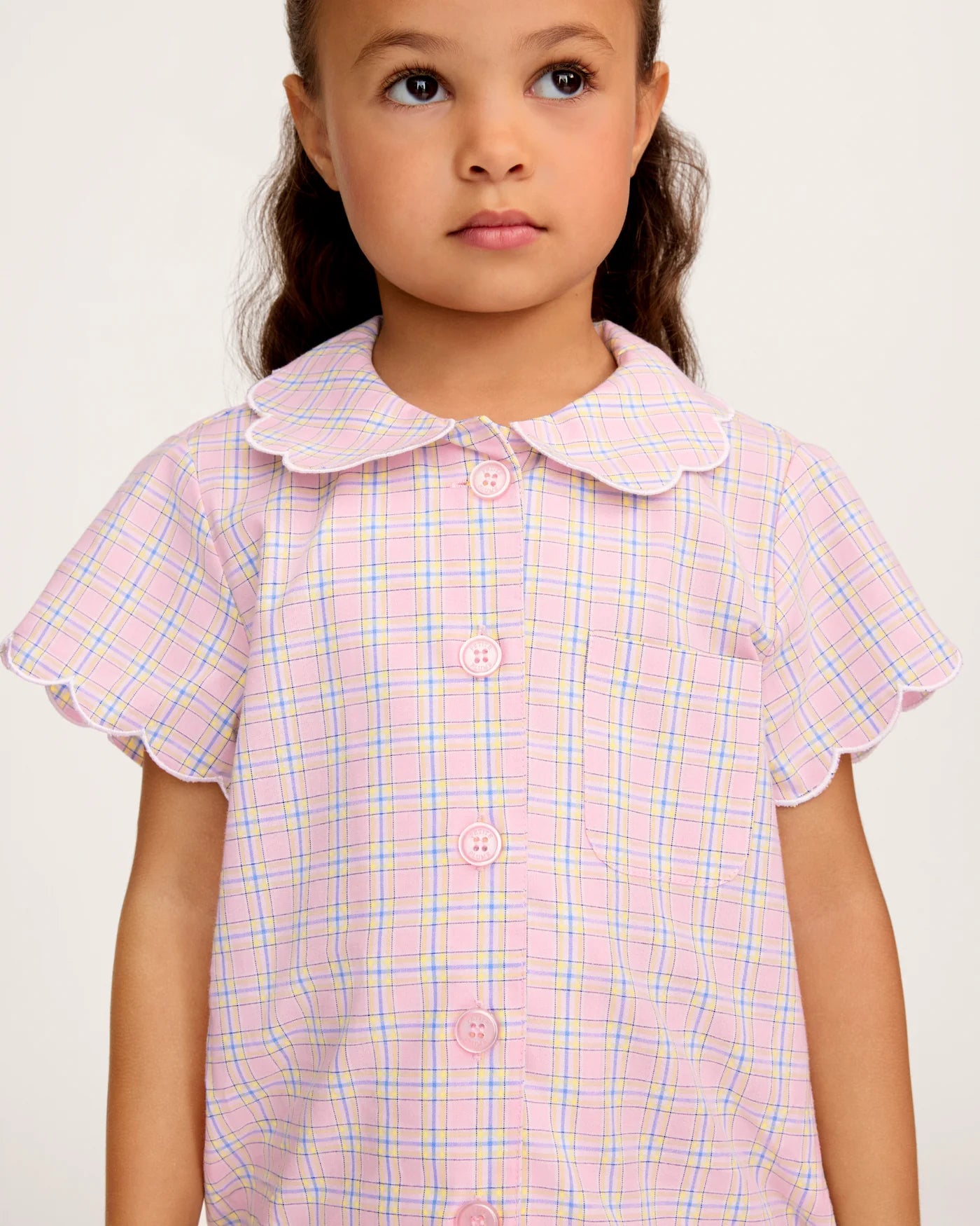 Petite Plume Peony Plaid Colette Twill Children's Pajama Short Set
