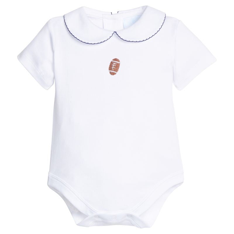Little English Crochet Peter Pan Onesie- Football