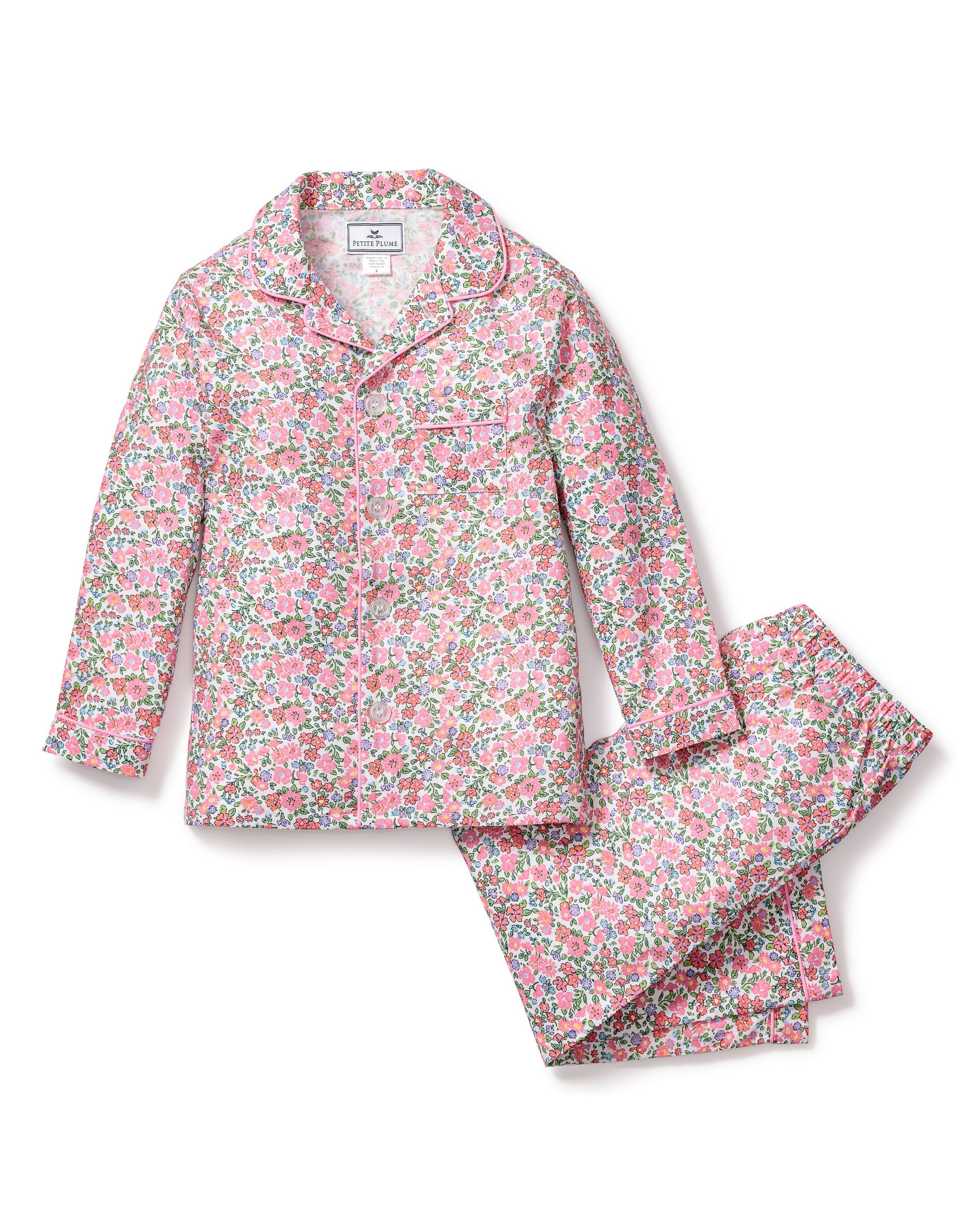 Petite Plume Children's Fleurs de Rose Pajama Set
