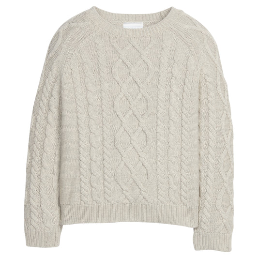 Little English Cable Knit Sweater- Gray