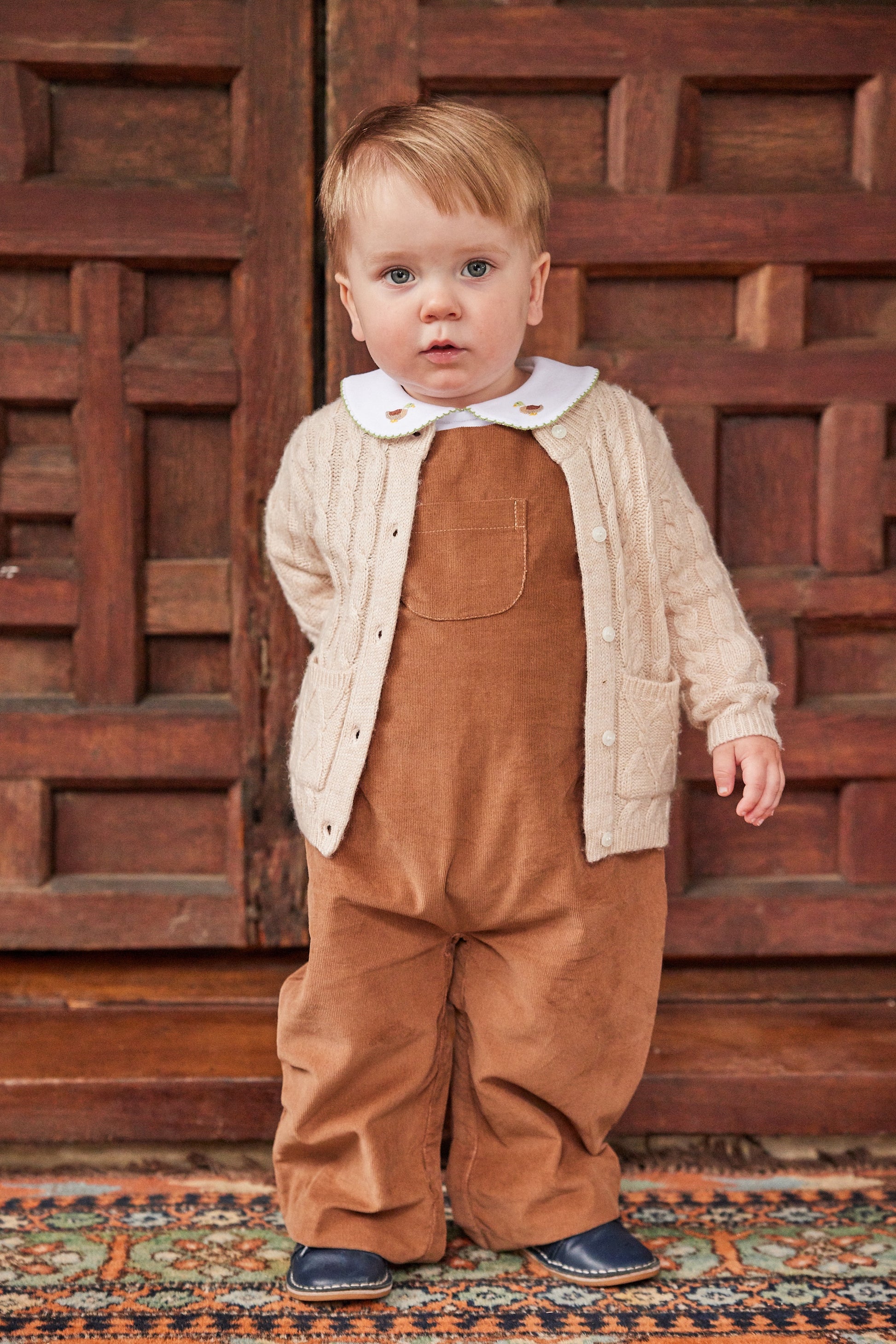 Little English Campbell Overall- Chestnut Corduroy