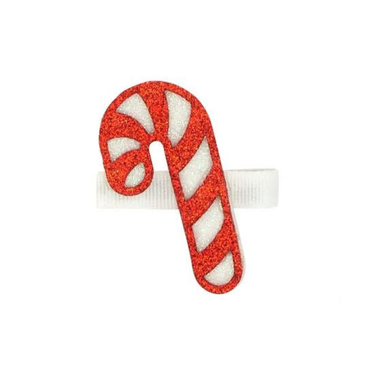 Wee Ones Medium Layered Glitter Holiday Hair Clip- Candy Cane