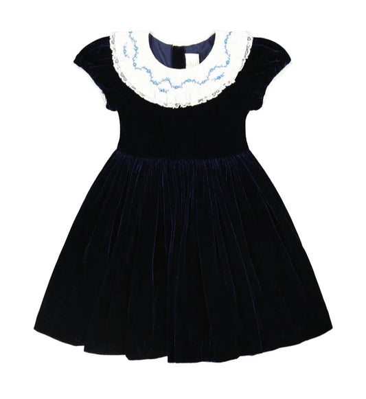 Celestine Navy Velvet Smocked Dress