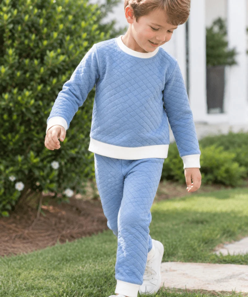 Lullaby Set Harris Quilted Playsuit- Baylor Blue