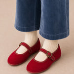 Elephantito Isa Velvet Mary Jane- Red