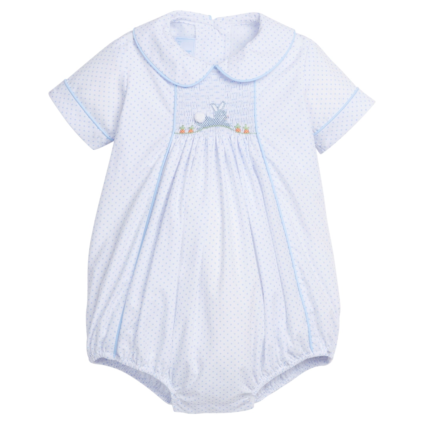 Little English Chest Smocked Bubble- Blue Bunny