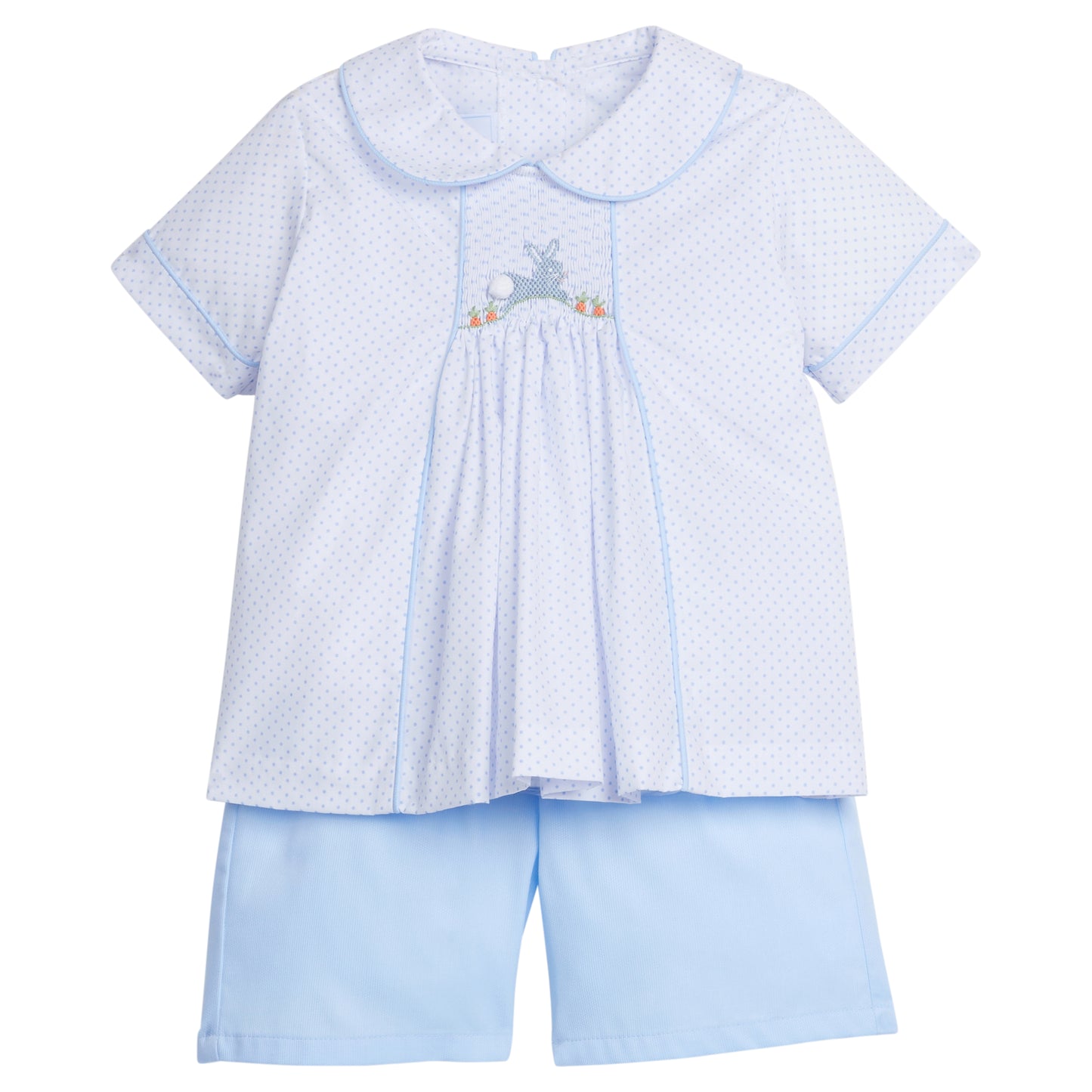 Little English Chest Smocked Short Set- Bunny