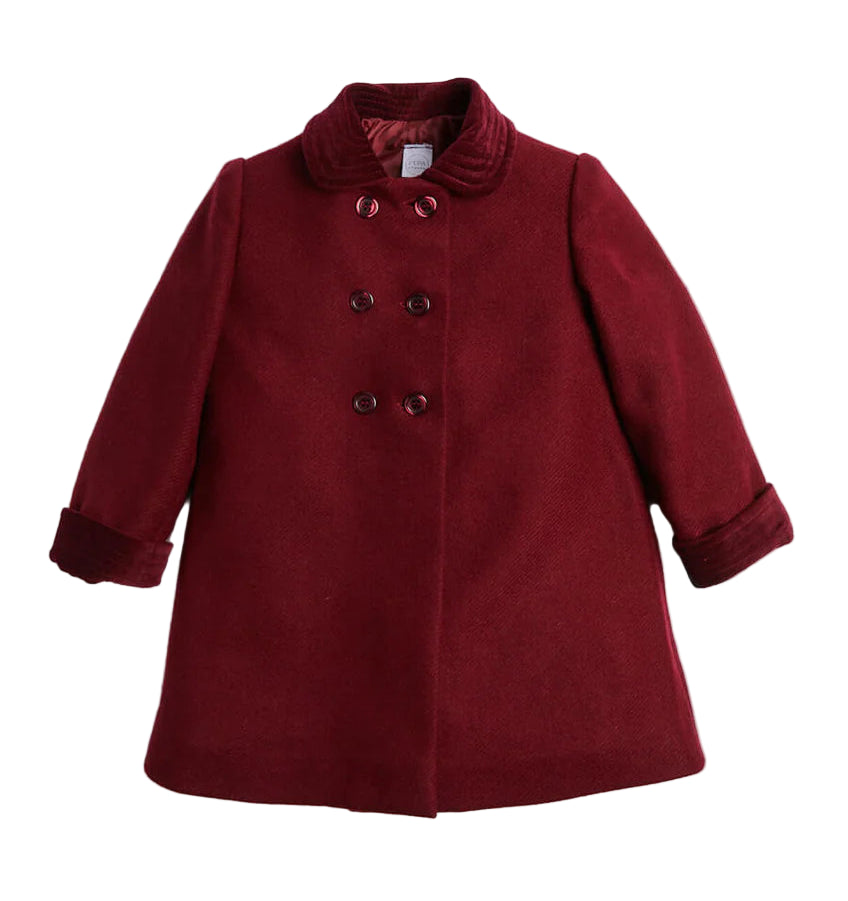 Pepa London Traditional Double Breasted Coat in Burgundy