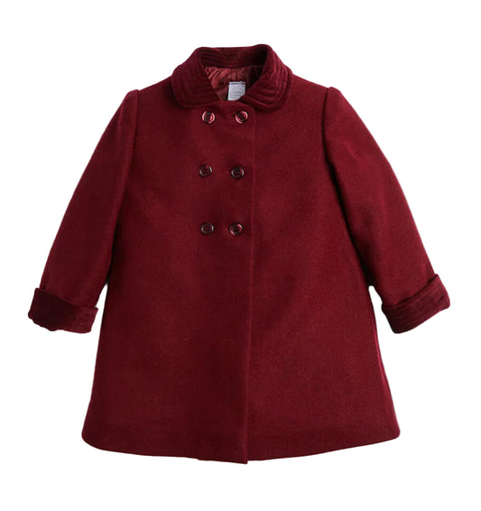 Pepa London Traditional Double Breasted Coat in Burgundy
