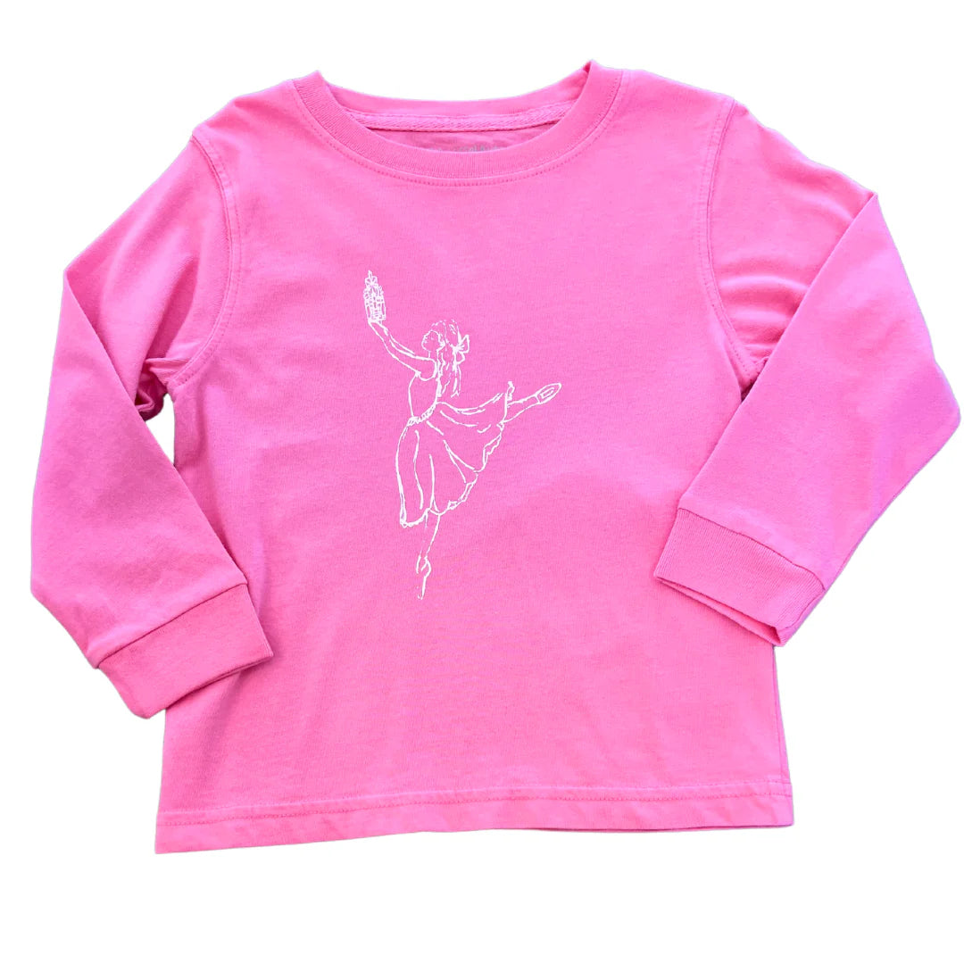 Mustard & Ketchup Kids Long Sleeve Pink Nutcracker Ballerina T-Shirt