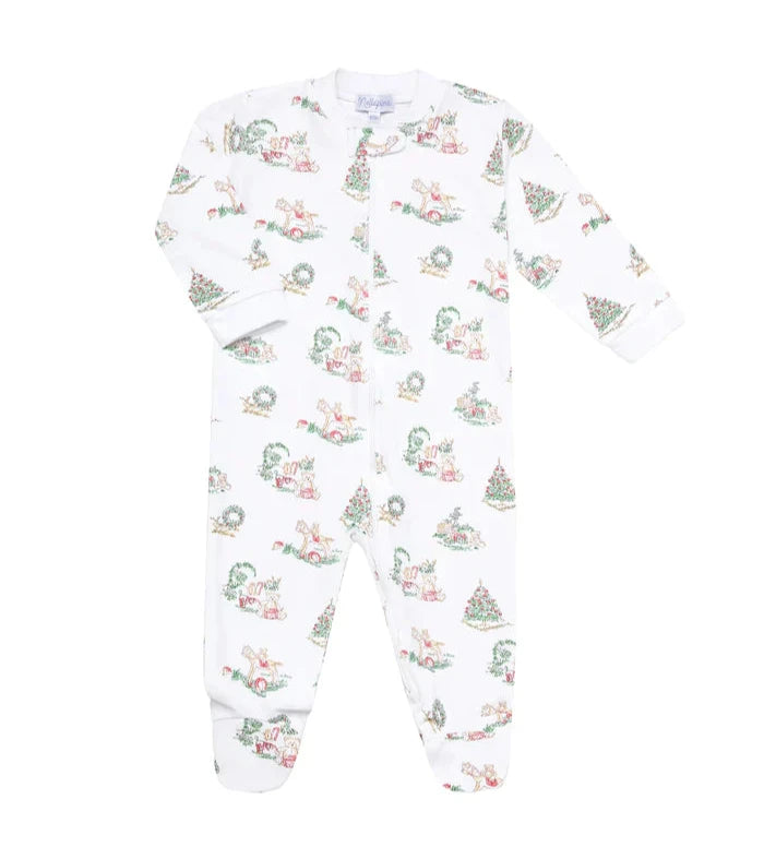 Nellapima Chirstmas Toile Zipper Footie for Baby