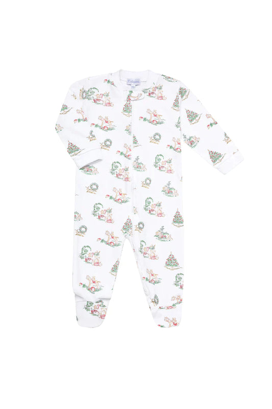 Nellapima Chirstmas Toile Zipper Footie for Baby