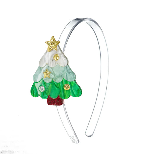 Lilies & Roses Christmas Tree Green Pearlized Headband