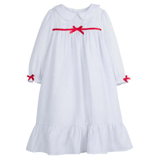 Little English Classic Nightgown - White with Red Bow