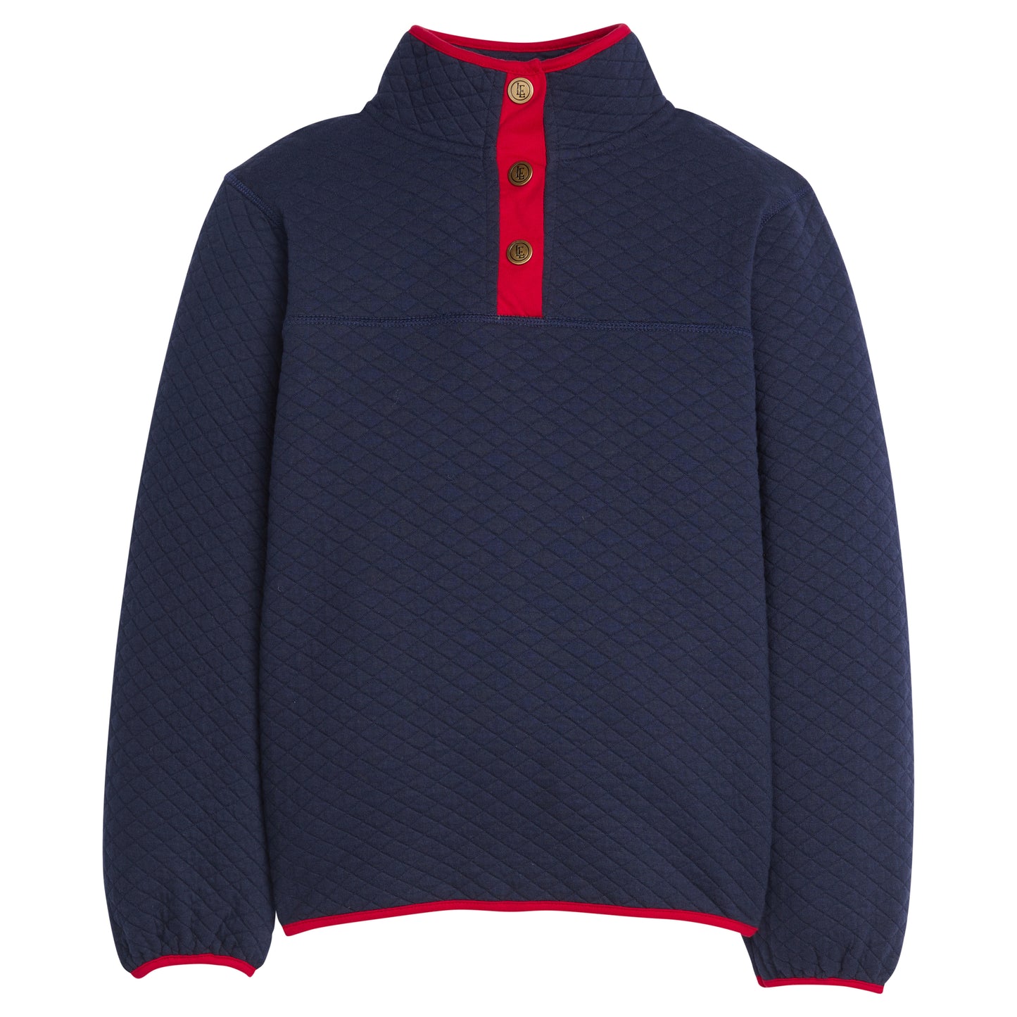 Little English Quilted Pullover- Navy and Red