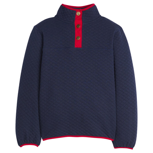 Little English Quilted Pullover- Navy and Red