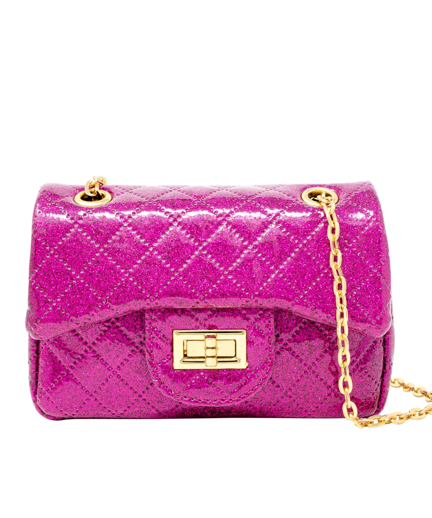 Zomi Gems Classic Quilted Sparkle Mini Bag- Hot Pink