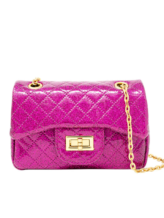 Zomi Gems Classic Quilted Sparkle Mini Bag- Hot Pink