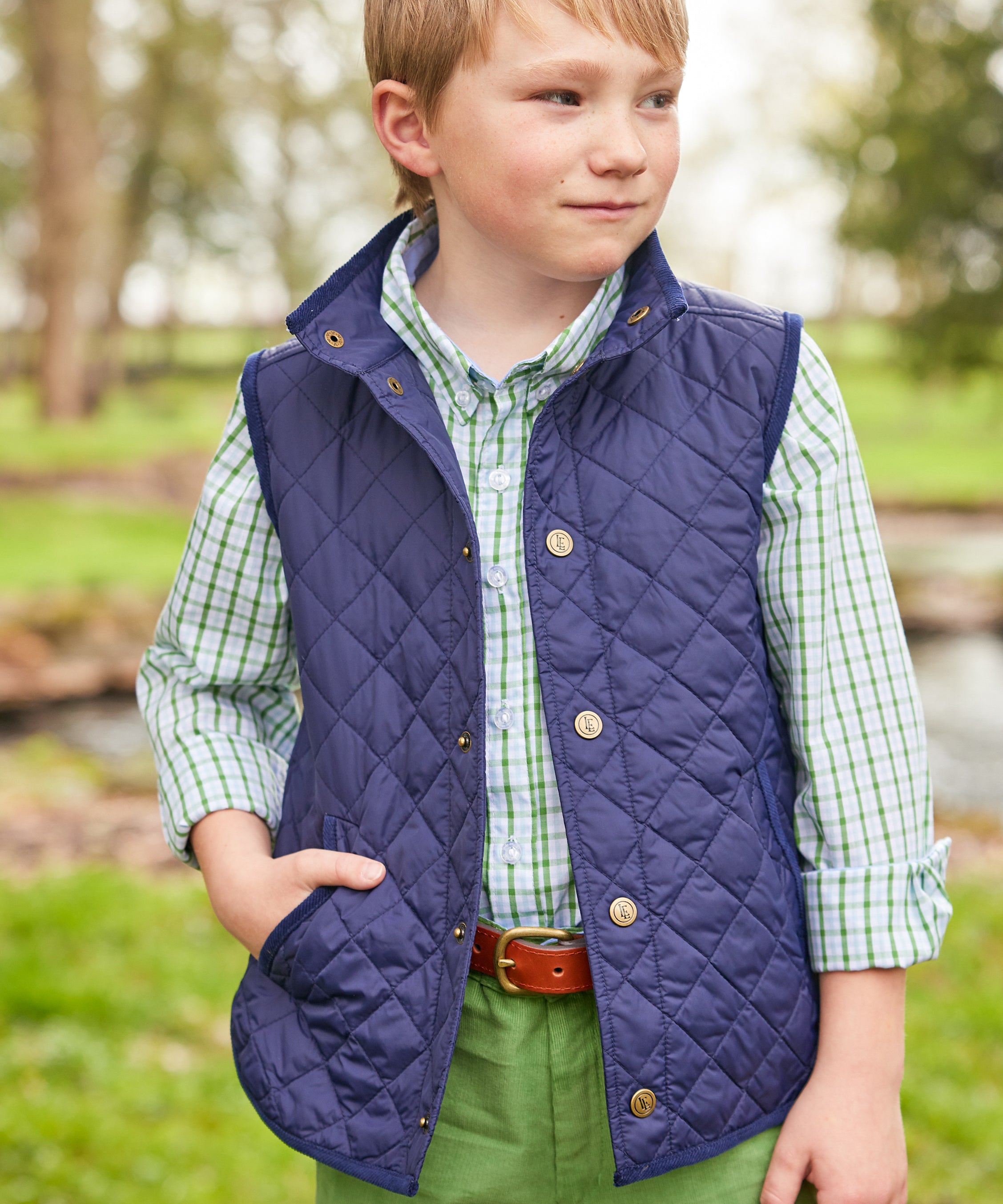 Little English Classic Quilted Vest - Navy