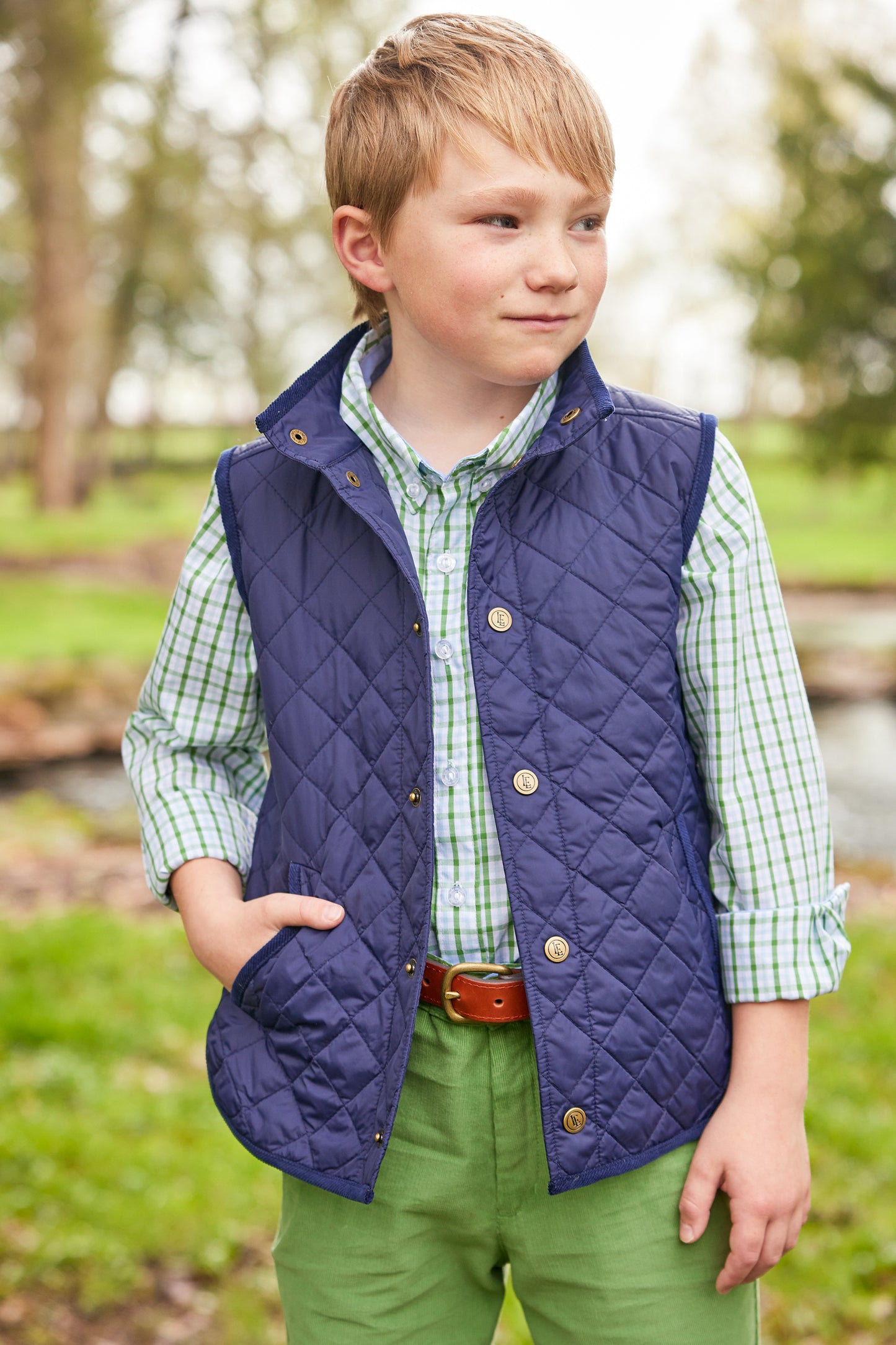 Little English Classic Quilted Vest - Navy