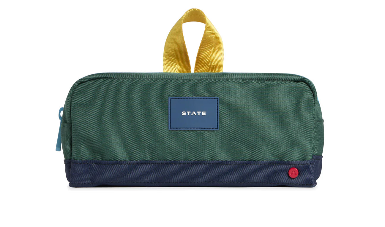 State Clinton Pencil Case- Green and Navy