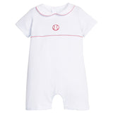 Little English Crochet Cream Romper- Baseball