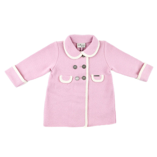 Marae Kids The Princess Charlotte Dress Coat- Pink with White Trim