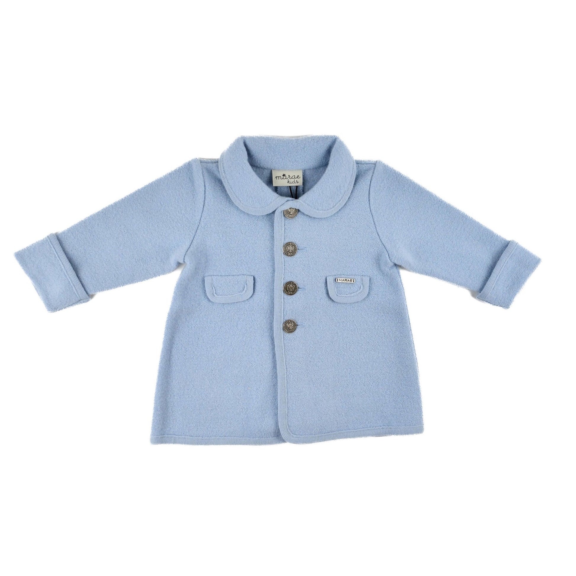 Marae Kids Girls Classic Button Down Coat- Light Blue