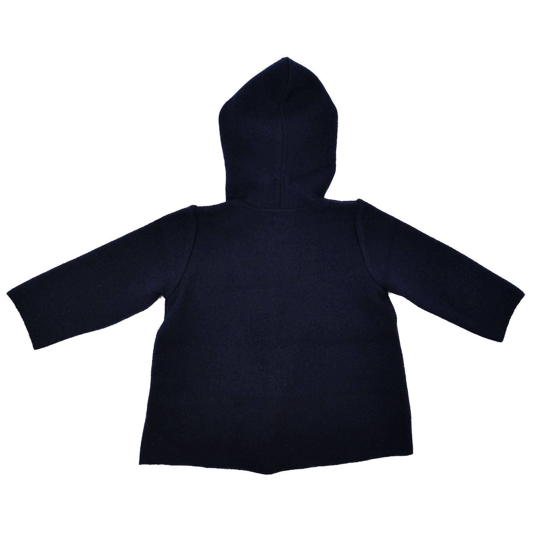 Marae Kids Button Down Coat With Hood- Navy with White Trim