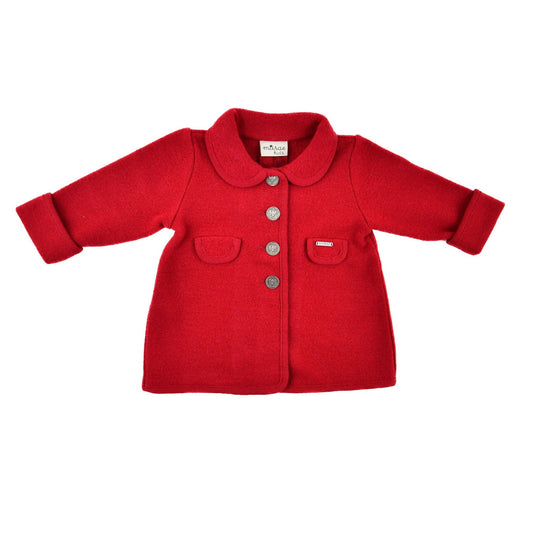 Marae Kids Girls Classic Button Down Coat- Red