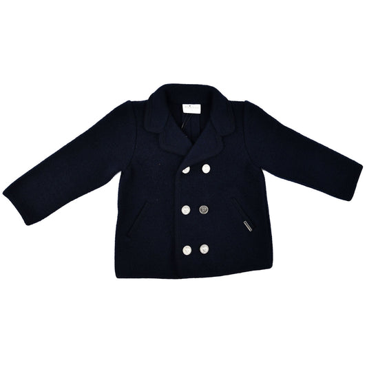 Marae Kids Boys Double Breasted Button Down Coat- Navy