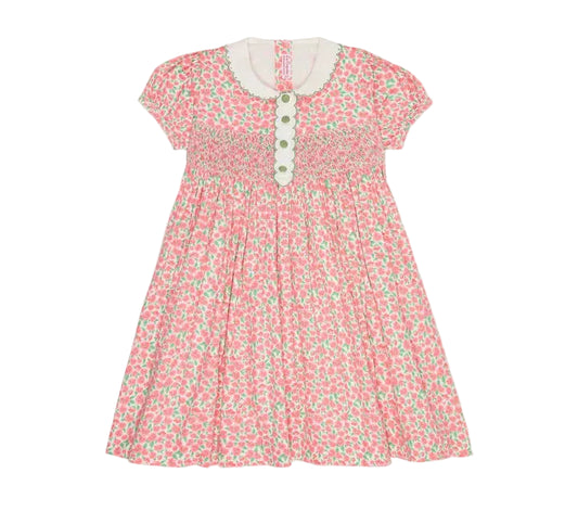 La Coqueta Red Floral Coco Hand Smocked Dress