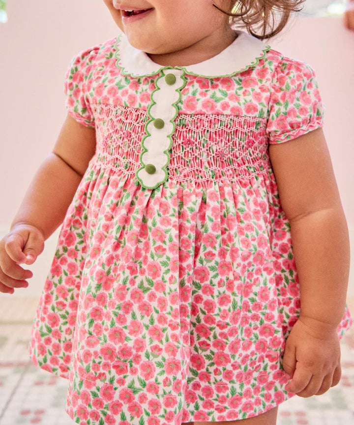 Red Floral Coco Baby Girl Hand Smocked Set