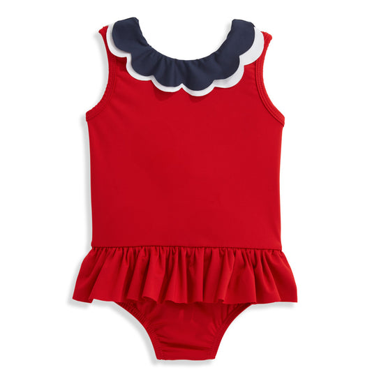 Bella Bliss Colorblock Summer Bathing Suit- Red, White And Navy