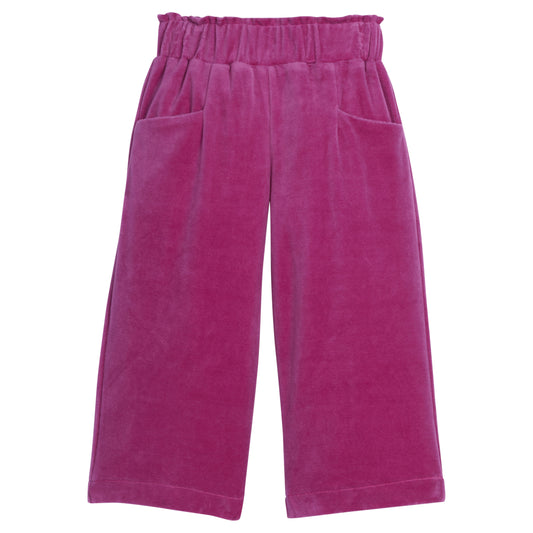 Bisby Cropped Palazzo Pants - Magenta Velour