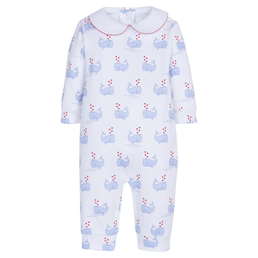 Little English Printed Playsuit - Blue Whales