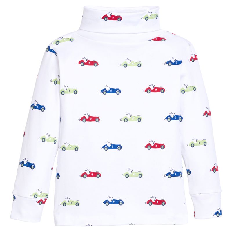 Little English Printed Turtleneck - Race Cars