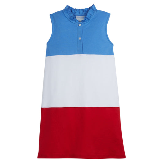 Little English Color Block Sleeveless Polo Dress- Regatta
