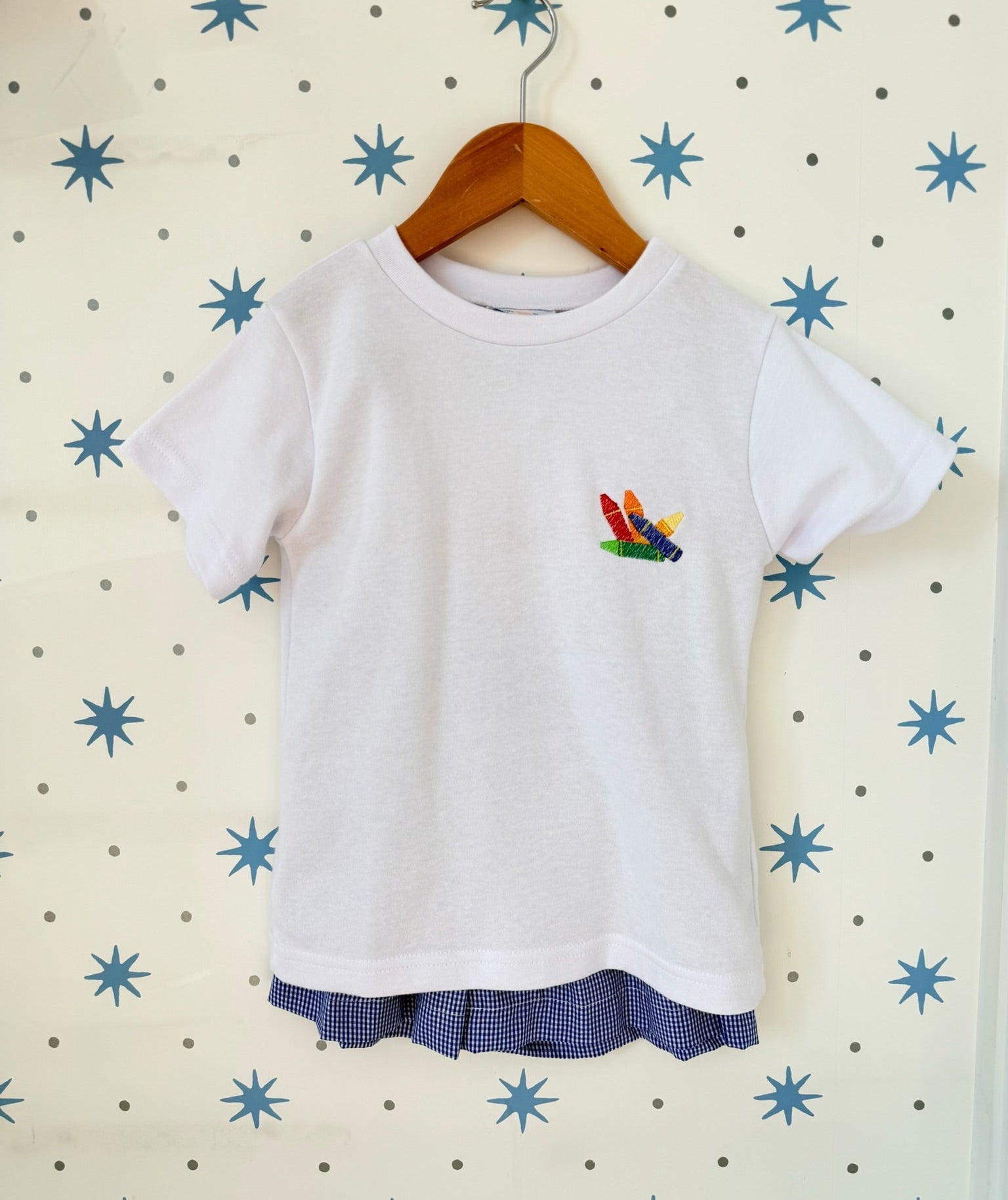 Embroidered Crayon Short Set