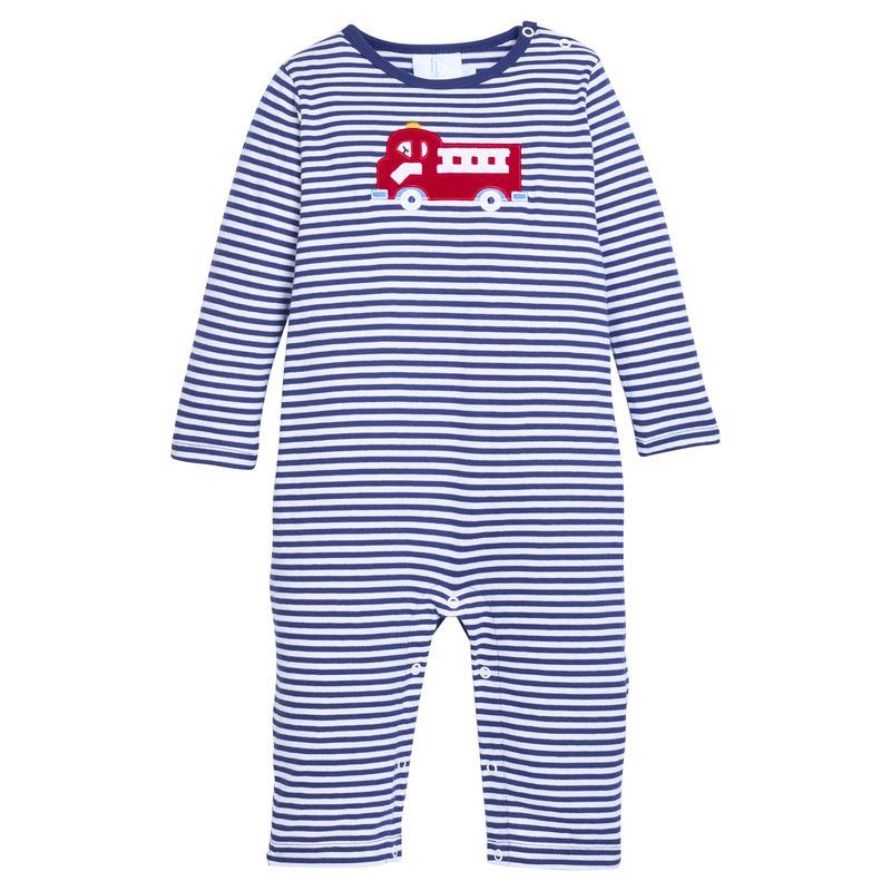 Little English Applique Romper - Fire Truck