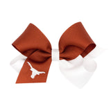 Wee Ones Medium Two Tone Collegiate Embroidered Grosgrain Hair Bow- Texas