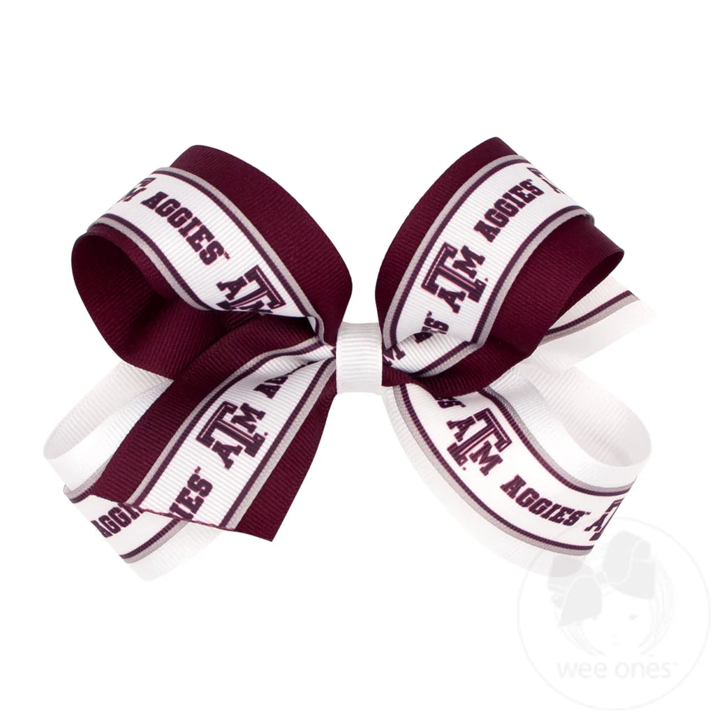 Wee Ones Large Texas A&M Logo Ribbon Hair Bow