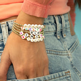 Kid's Custom Everyday Stretch Bracelet- White Bead With Black Letters
