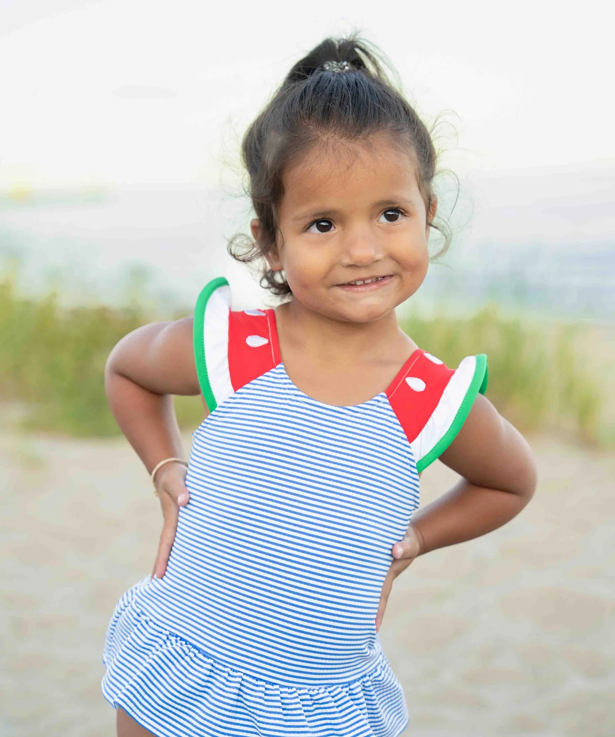 Seersucker Swimsuit With Watermelon
